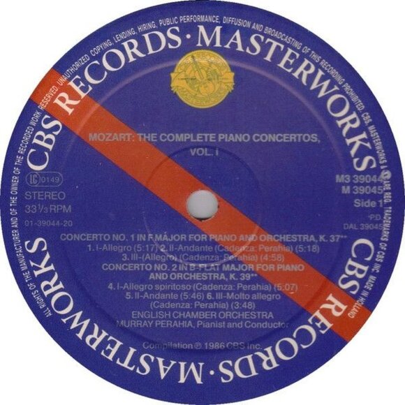 Vintage 1986 CBS Masterworks English Chamber Orchestra Mozart Vol. 1 Preowned - Picture 6 of 8